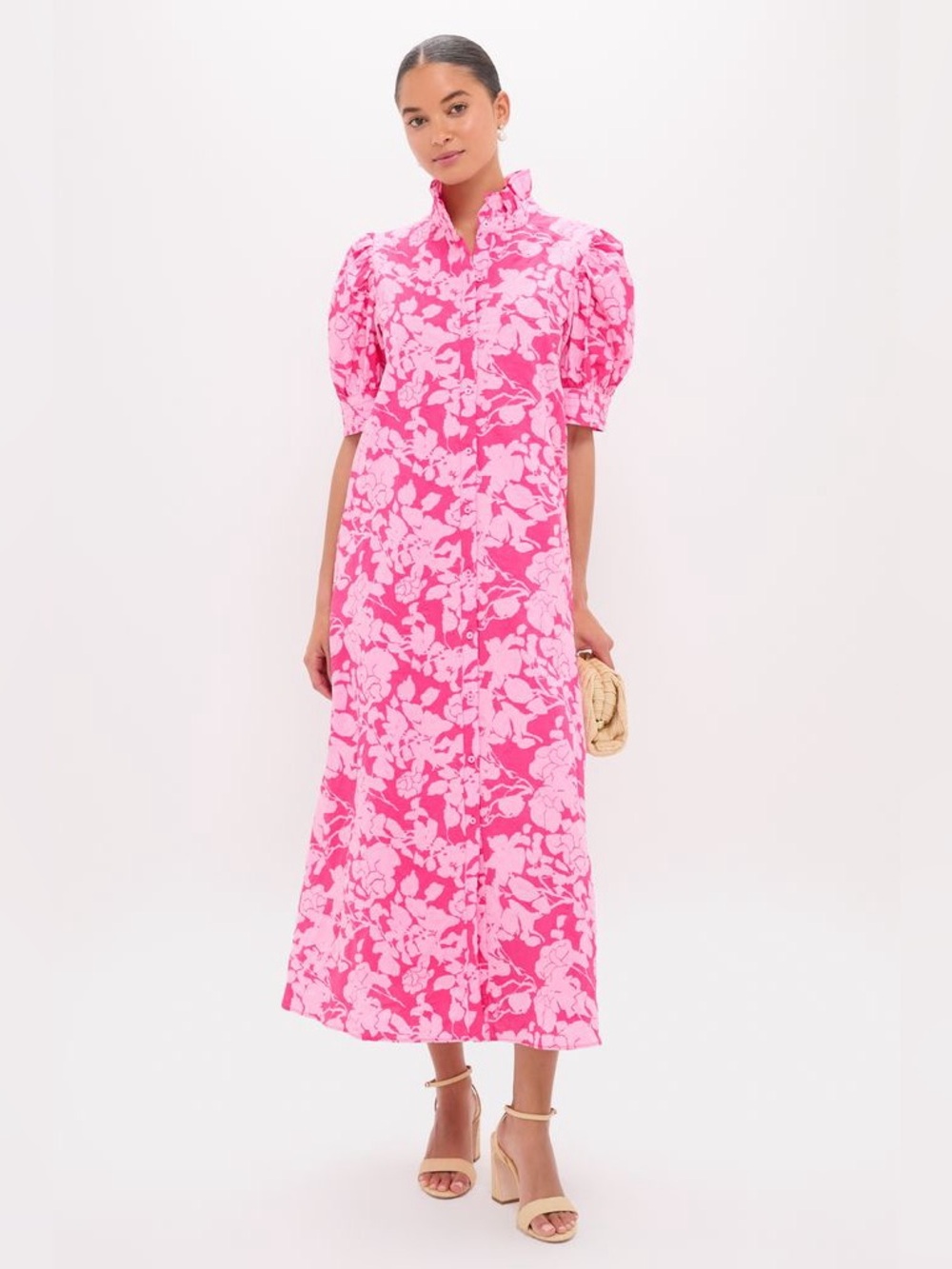 Hyacinth House Pink Textured Floral Hillsborough Midi Dress - Picture 2 of 16